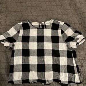 Madewell Linen Top with Button Back in Gingham